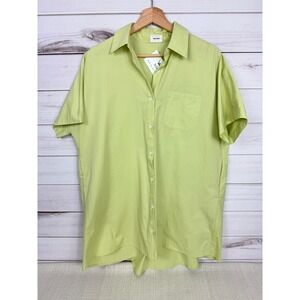 Aureum Button Down Oversized Mini Shirt Dress Short Sleeve‎ Pocket Green XS